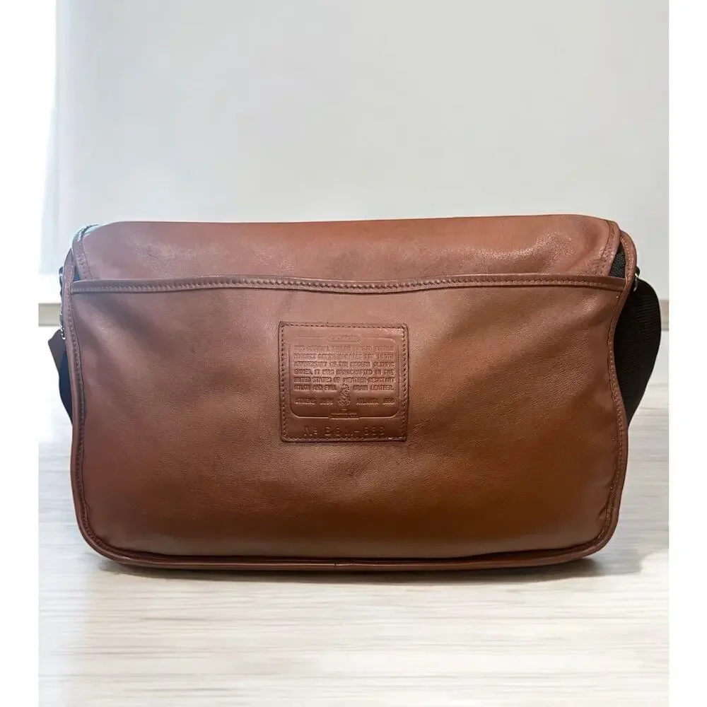 Vintage Coach 688 100th Anniversary US Olympic Leather & Nylon Messenger Bag